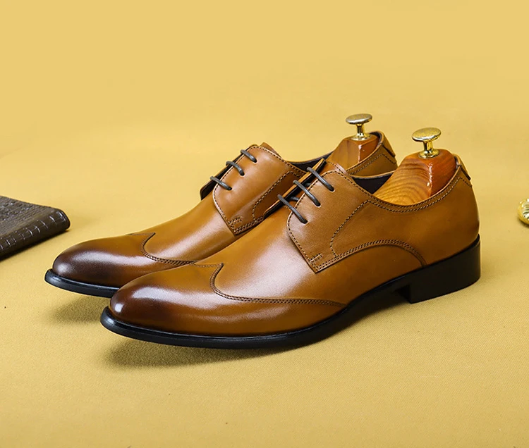 Мужские туфли оксфорды ручной работы классические из натуральной коровьей кожи
