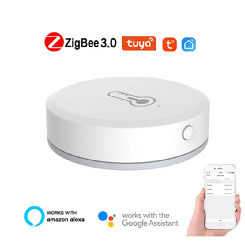 

Смарт-датчик температуры и влажности Tuya/SmartLife App ZigBee работает с Zigbee Hub через Alexa Google Home Smart Home