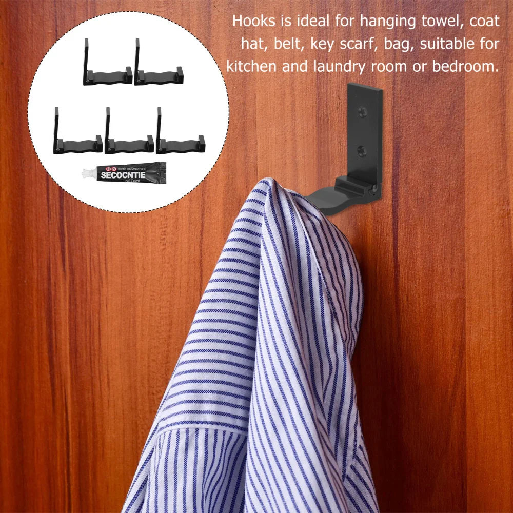 

5pcs Foldable Coat Hooks Wall Mounted Hooks Heavy Duty Folding Hooks with Glue