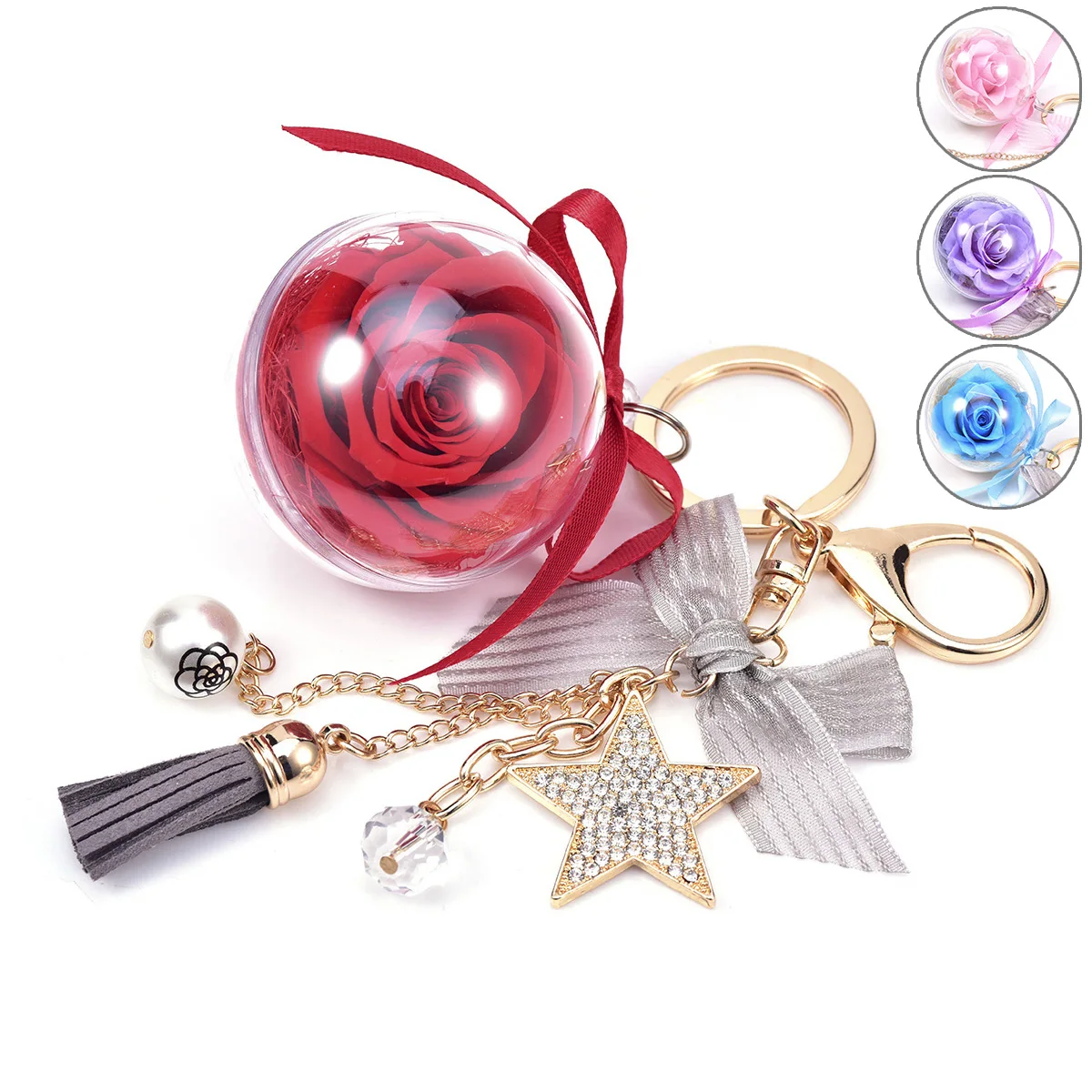 Цепочка для ключей с кисточками навсегда Розы висит украшением в виде милого