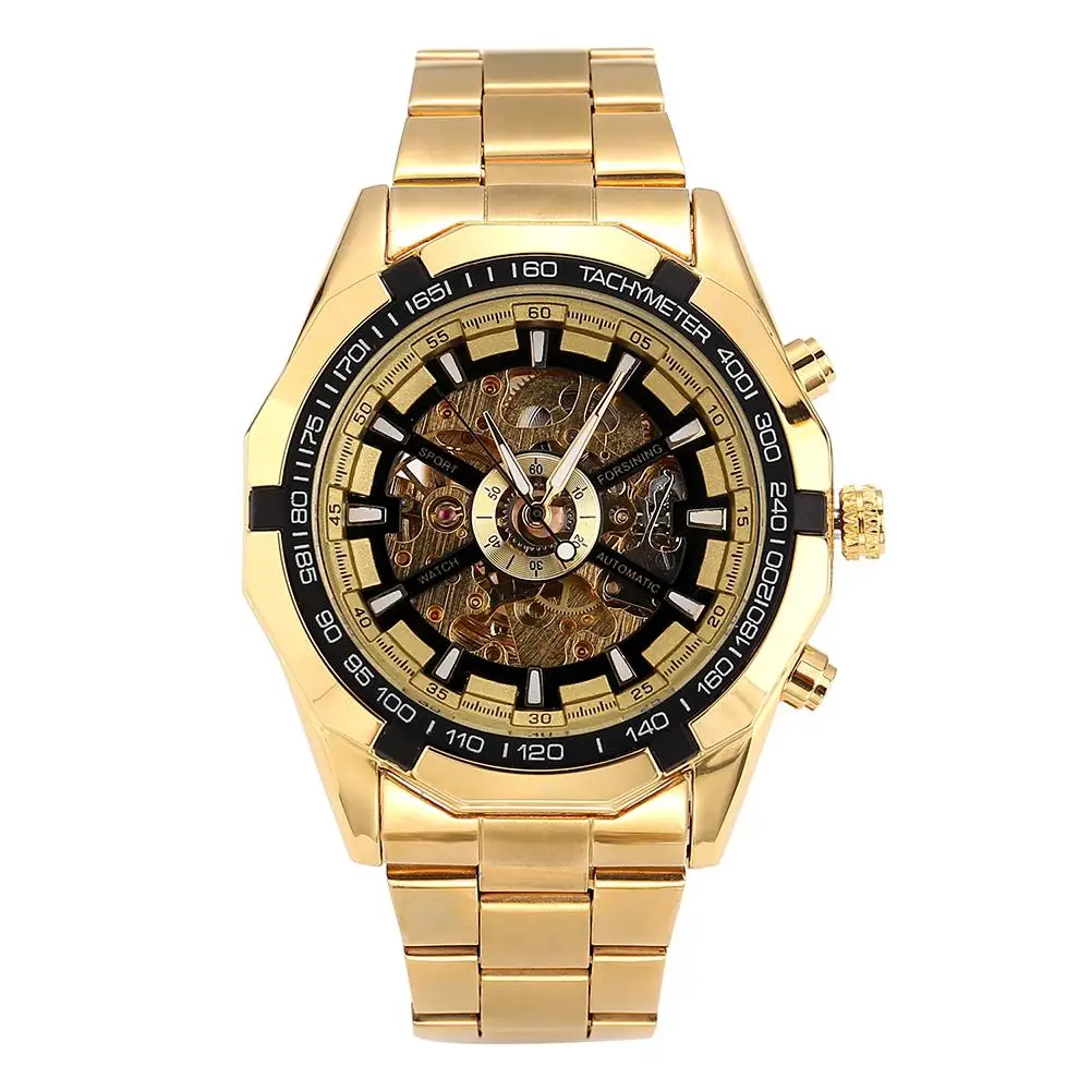 LinTimes Men Wristwatches Gold Color Business Fashion Casual Fully Automatic Mechanical Watch Male Watches reloj hombre | Наручные часы