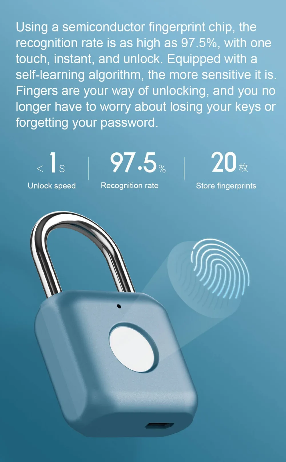 Xiaomi Smart Fingerprint Padlock Kitty USB Водонепроницаемый Электронный замок с отпечатком пальца домашний Противоугонный багажный чехол предохранительный висячий замок