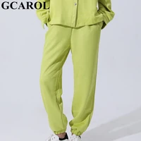 gcarol new women velvet elastic waist overalls cargo pants oversized loose sport pants full length autumn winter harem pants