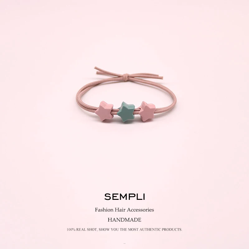 

High Quality Popular Solid Elastic Hair Bands Handmade Headband Geometric Star Rubber Band Lady Hair Accessories Haaraccessoires