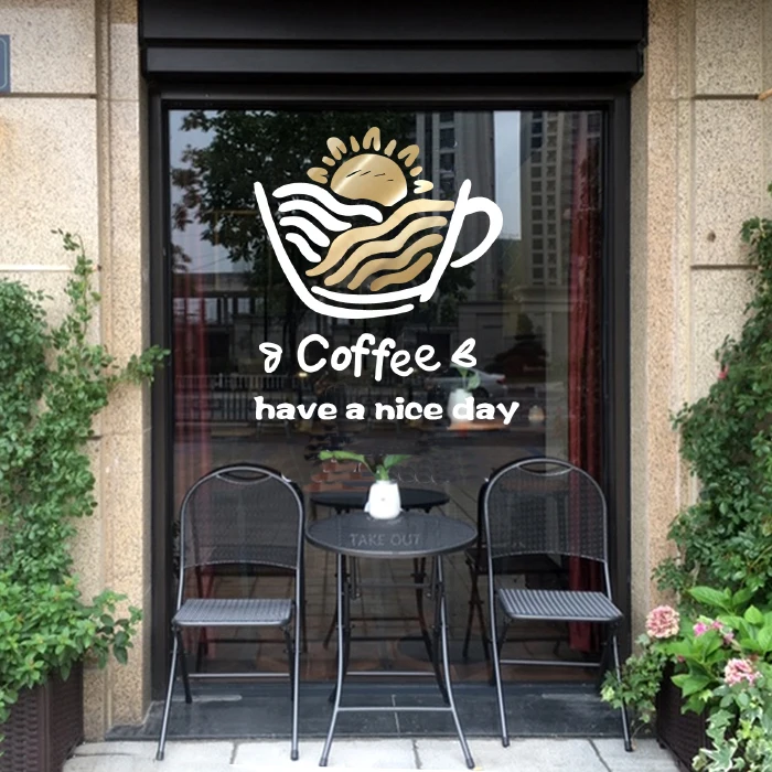 Кофейня наклейка чашка с молочным чаем виниловый художественный Настенный декор