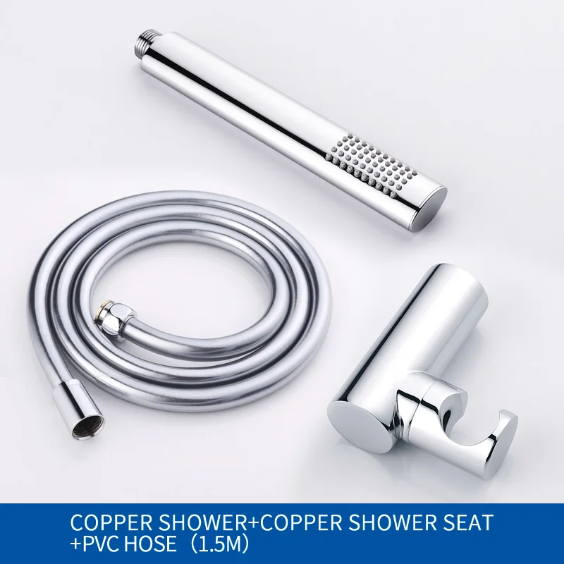 Whole Shower Set Ванная комната хромированная круглая ручная душевая головка с медный кронштейн держатель и ПВХ шланг душевой набор - Цвет: Whole Shower Set