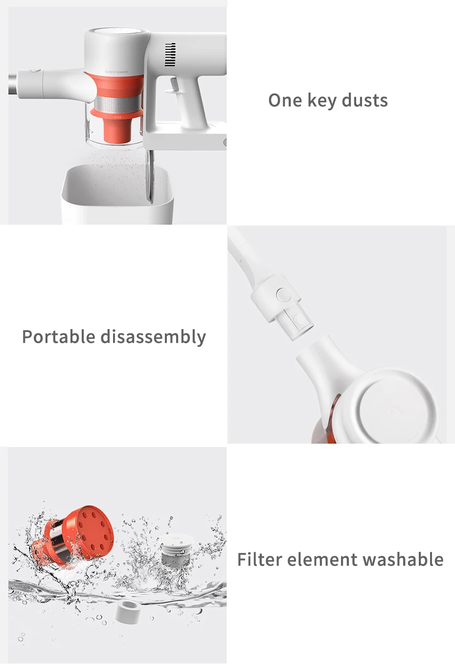 Xiaomi MIJIA 1C Ручной беспроводной пылесос подметальная Чистка для домашнего ковра 20000Pa циклонный всасывающий аспират