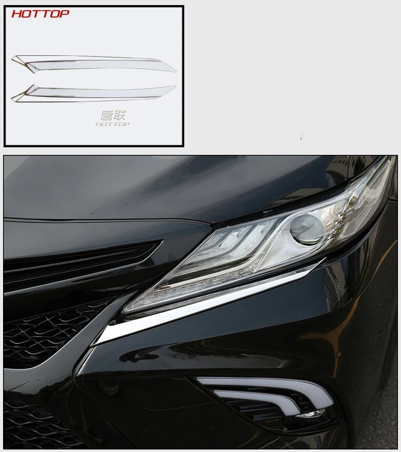 Автомобильные фары из нержавеющей стали, брови, веки для Toyota Camry, автомобильный Стайлинг, передняя фара, брови, накладка, аксессуары