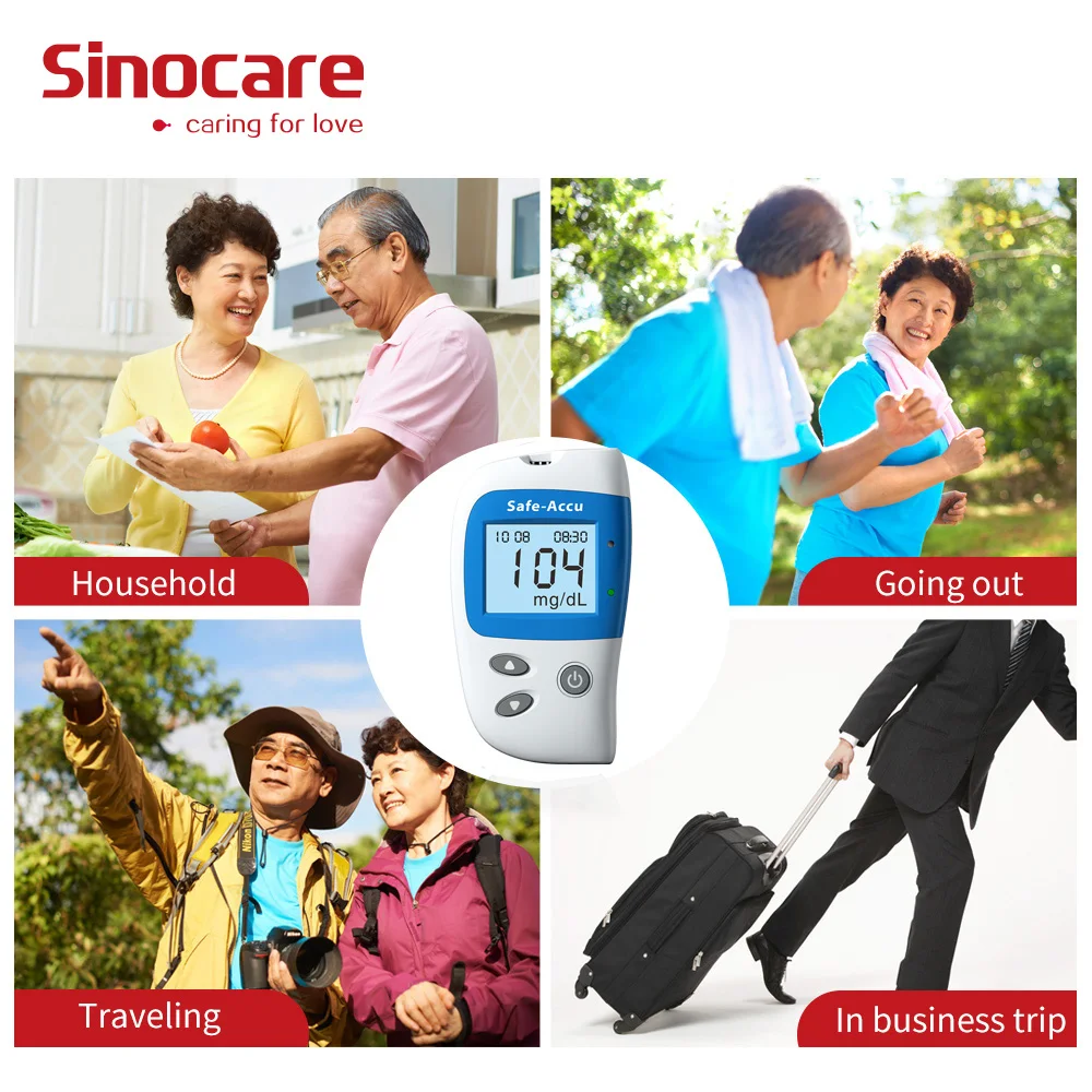Медицинский диабет Тесты (50/100) Sinocare Safe Accu2 для измерения уровня глюкозы в крови