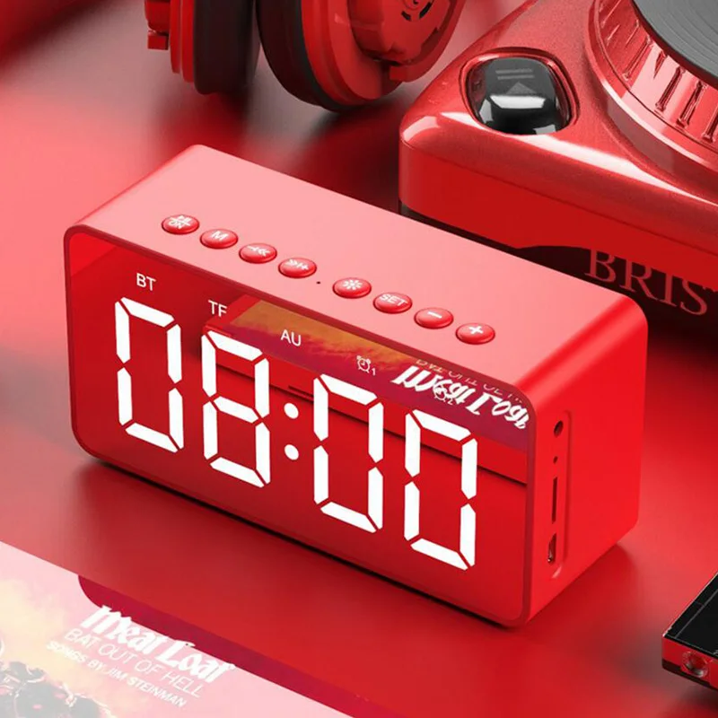 AEC Многофункциональный портативный Будильник Bluetooth динамик с Bluetooth/TF картой/AUX режим светодиодный цифровые настольные часы домашний декор
