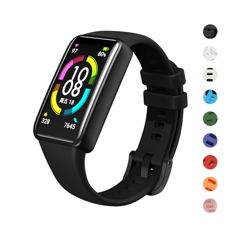 

Silicone Strap for honor band 6 Wrist Strap honor band 6 accessorie Replacement Bracelet Scratch resistant screen protector film