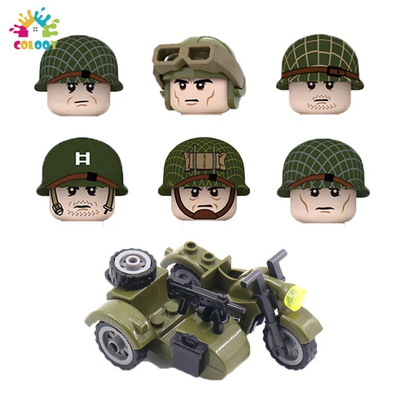 

Kids Toys Mini Military Figures Building Blocks Exquisite Design WW2 US Army Soldiers Guns Weapon Motobike Toys For Boys Gifts