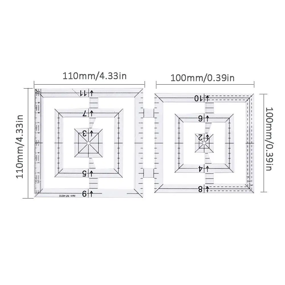 Швейная линейка Двойной квадратный акриловый инструмент для лоскутного шитья