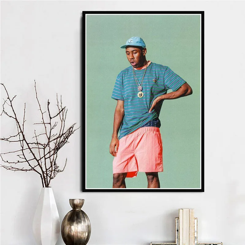 Холст Плакаты с живописью и принтом в стиле «хип-хоп» реперская музыка Tyler The Creator Wall Art абстрактные картины декорации Декор для дома образы - Цвет: White