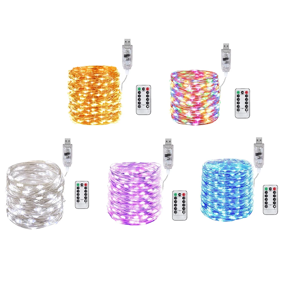 

20m 200 LED Fairy Lights Copper Wire USB Lamp String Christmas Garland Lamp with Remote Control for Wedding Decor
