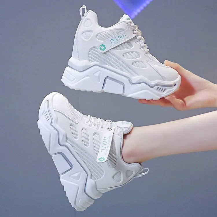

2021 Hot Sale White Shoes for Women Platform Sneakers Chunky Wedges Shoes 2021 New Female Casual Shoes Mesh Breathable Sneakers