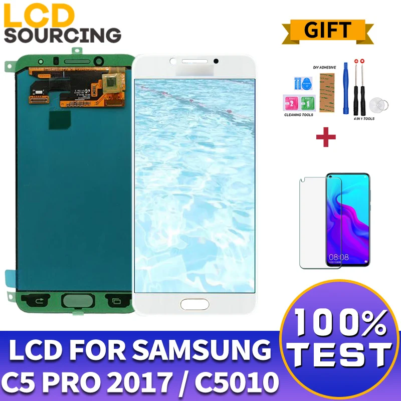 

ЖК-дисплей 5,2 дюйма AMOLED для Samsung Galaxy C5 PRO c5010, сенсорный датчик, стеклянный дигитайзер в сборе для Samsung C5 PRO, сменный ЖК-дисплей