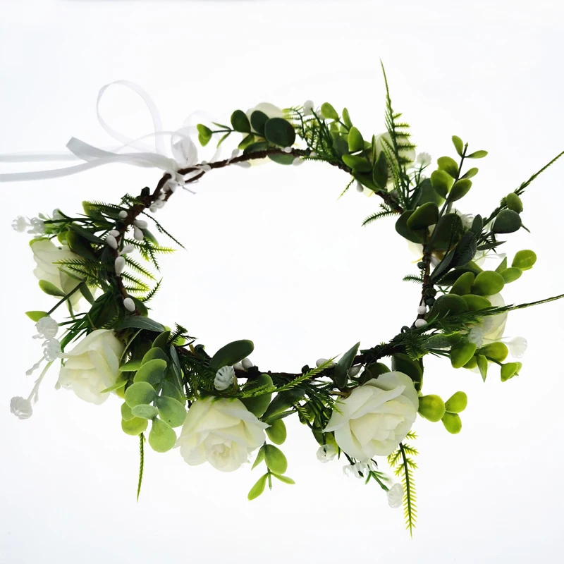 Женский цветочный венок корона повязка на голову для девушек женские свадебные