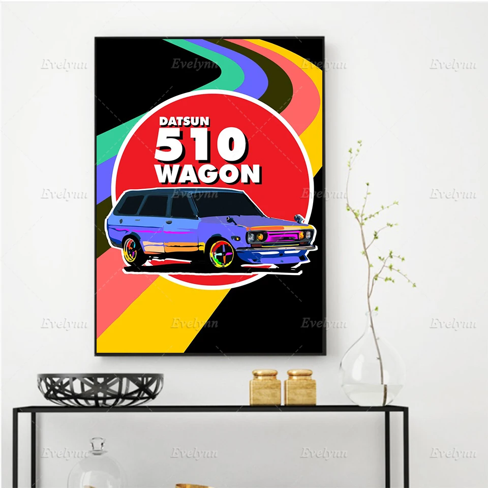 

Abstract 510 Wagon Datsun Wall Art Canvas Painting Graffiti Color Car Poster And Print Modular Picture ForLiving Room Home Decor