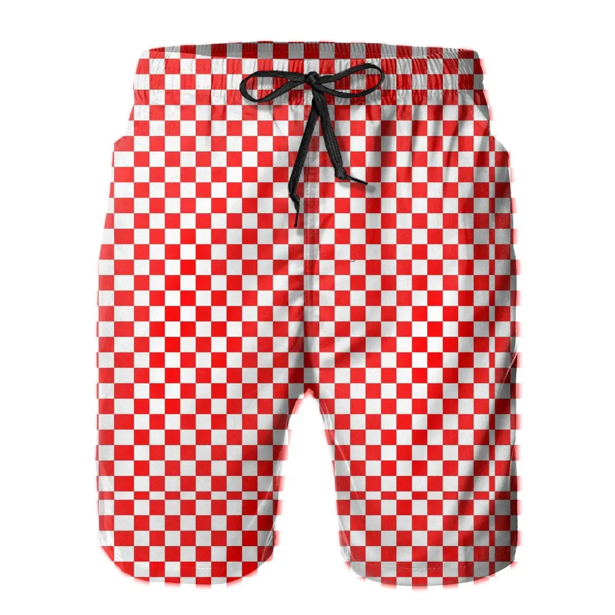

R333 Sports Red And White Checkered Checker Board Pattern Min Shorts Breathable Quick Dry Joke Hawaii Pants