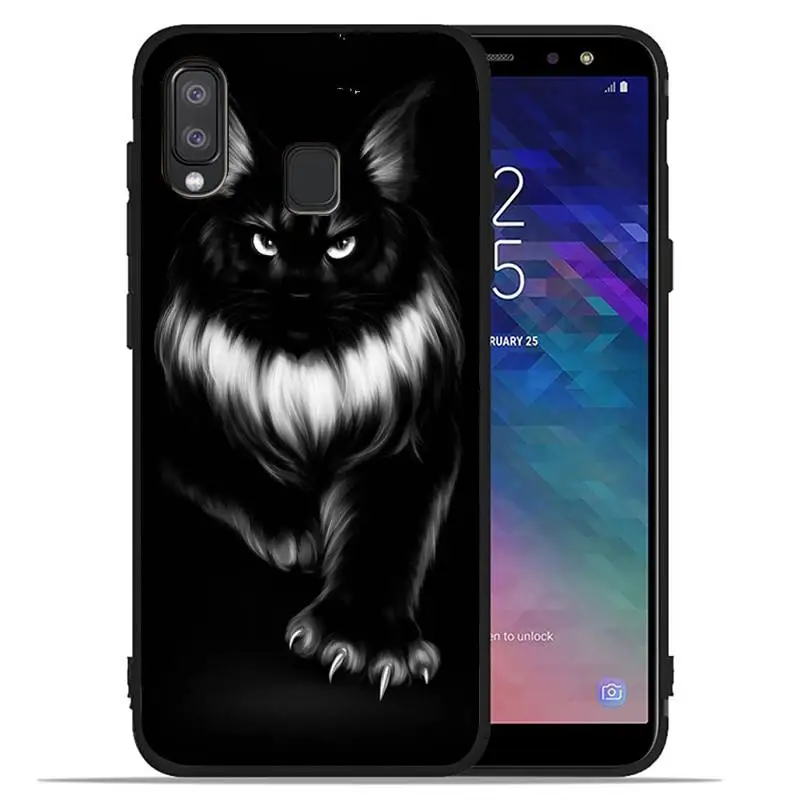 

Funny Black Cat Phone Case for Galaxy J2pro J4 J5 J6 J7 plus J5 prime J72016 2018 M 10 20 30 funda Cover