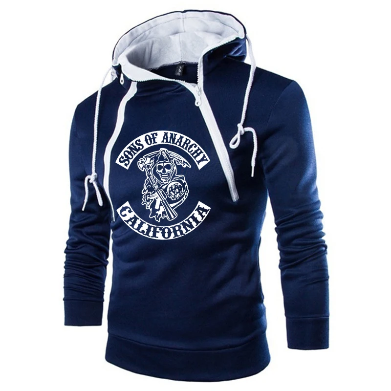 

new The SOA Sons of anarchy the child Skull Print Double strand Men Sportswear Hoodies Male Casual Spring Autumn Hoody