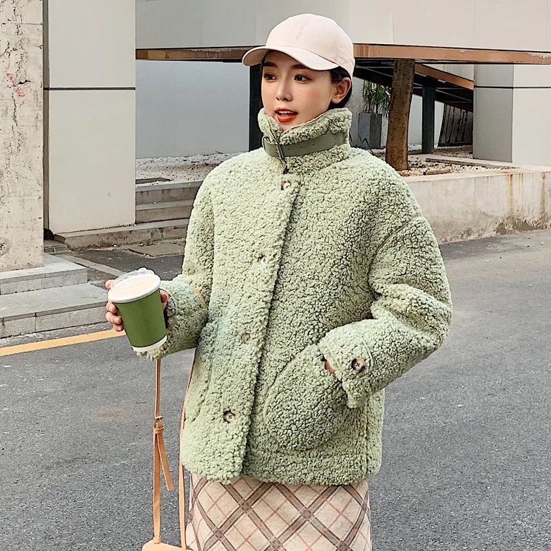 Женское зимнее теплое плюшевое пальто 2020 модное утепленное меховое из овчины