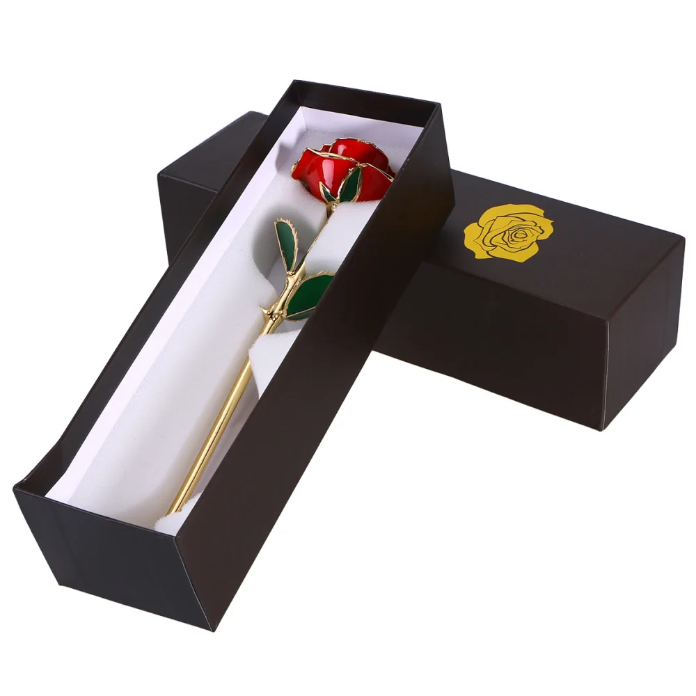 

Blooming Lacquered 24K Gold Roses Plated Real Rose Birthday Valentine's Day Anniversary Gift with Souvenir Bag (Black)
