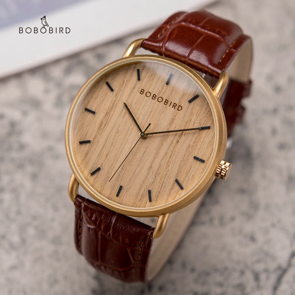 BOBO BIRD Wooden Men's Watches 2021Top Brand Luxury Casual Japanese Quartz Wristwatch Male Clock With Leather strap orologio uom