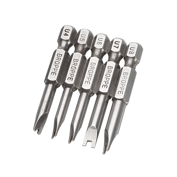 

5pcs 50mm 1/4 Inch Hex Shank Magnetic U-shaped Screwdriver Bits