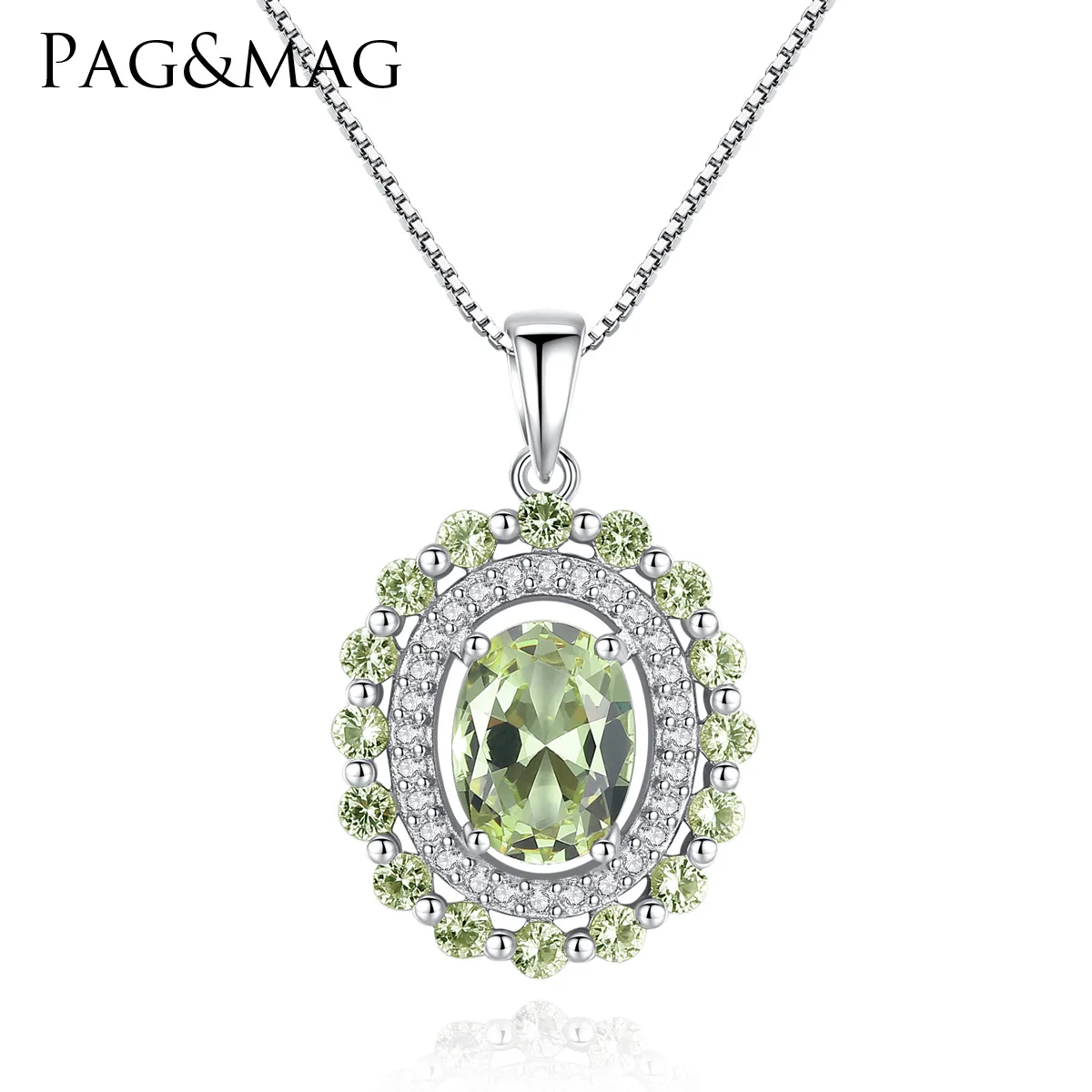 

PAG & MAG new S925 European and American Necklace olive emerald fashion boutique Necklace female