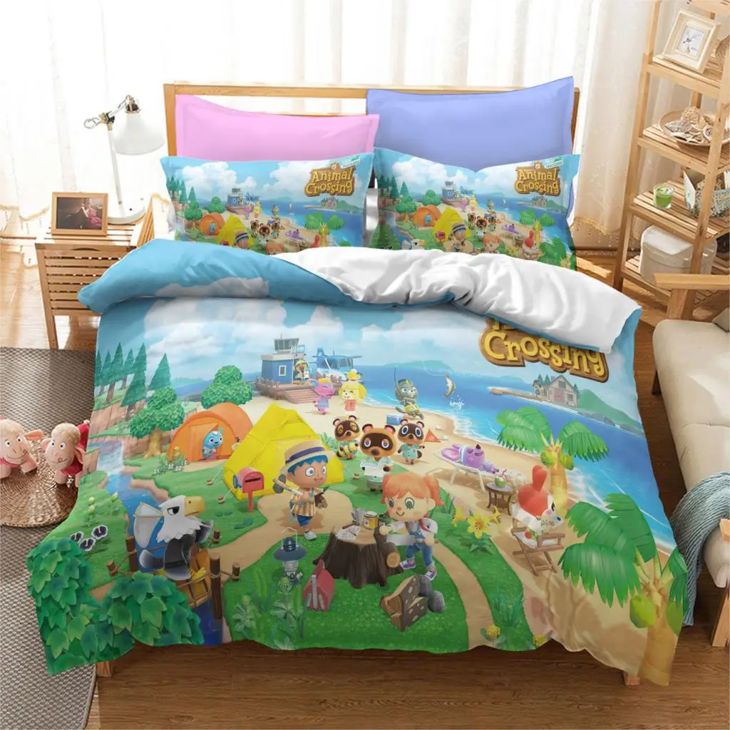 

Game Animal Crossing 3D Cute Bedding Set Adult Kids Duvet Cover Set Twin Full Queen King Size Bed Bedclothes Dropshipping