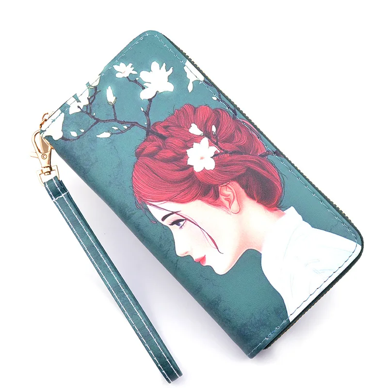 

Women's Wallet Women's Long Zipper Clutch Printed Fashion Student Change Wallet Mobile Phone Bag