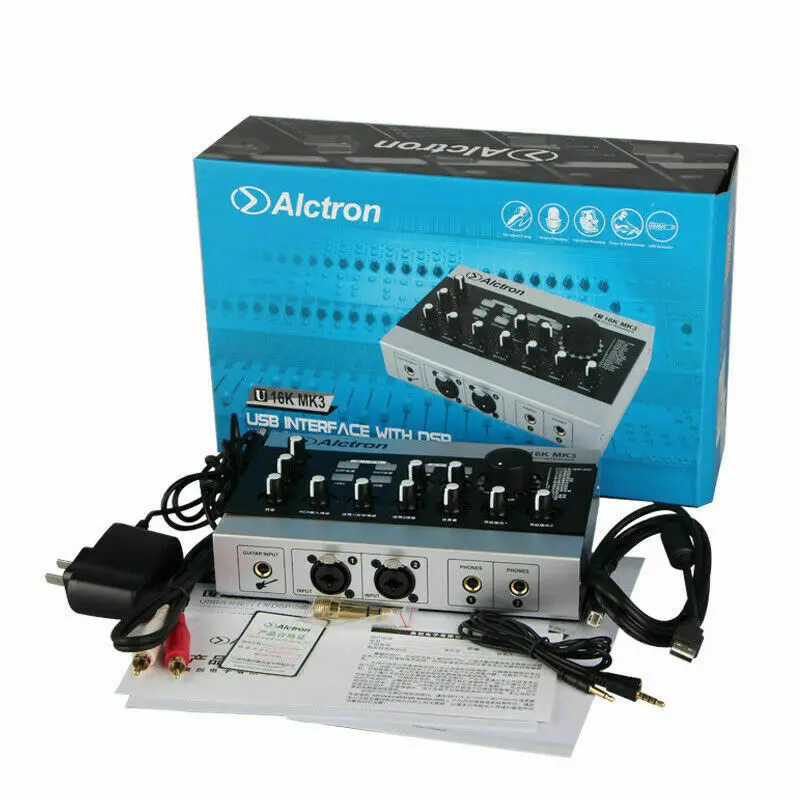 USB-микрофон Alctron U16K MK3 с интерфейсом для записи звука, внешний USB-усилитель звуковой карты с кабелем RCA для мобильного телефона, ПК, ноутбука
