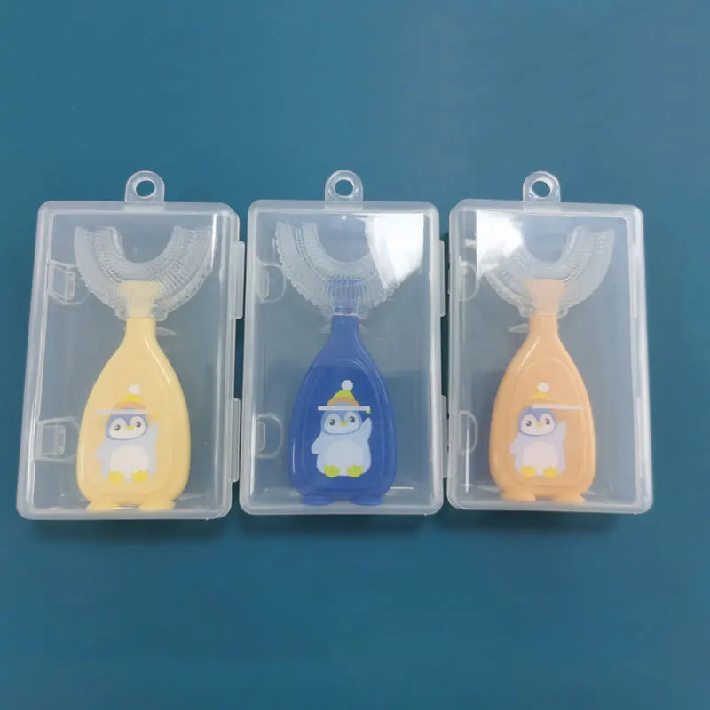 Cepillo de dientes de silicona l&iacute;quida para beb&eacute;, cepillo de dientes en forma de U con bonitos dibujos animados para ni&ntilde;o, cepillo Manual para cuidado dental de 2 a 12 a&ntilde;os, talla S/L a elegir, 1 unidad-5