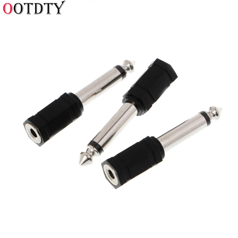 

OOTDTY 2018 Мода 3 шт. 6,35 мм 1/4 "моно штекер на 1/8" 3,5 мм стерео разъем Женский аудио конвертер адаптер