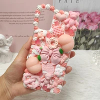 handmade case for iphone 131112 pro max kawaii pink peach decompress customized phone cover ip 78 plus 3d diy shell xr xs max