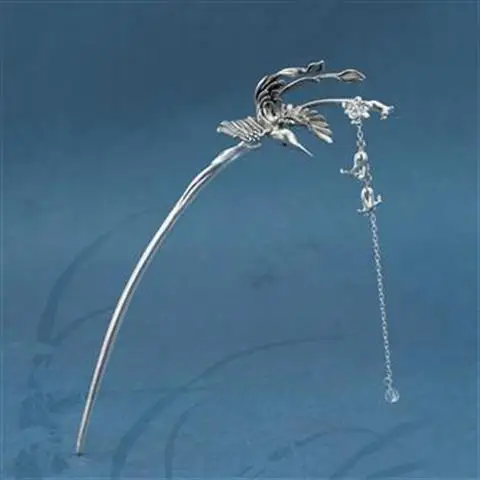

Independent design original art jewelry silver magpie hairpin antique personality step by step tassel wind chime ladies jewelry