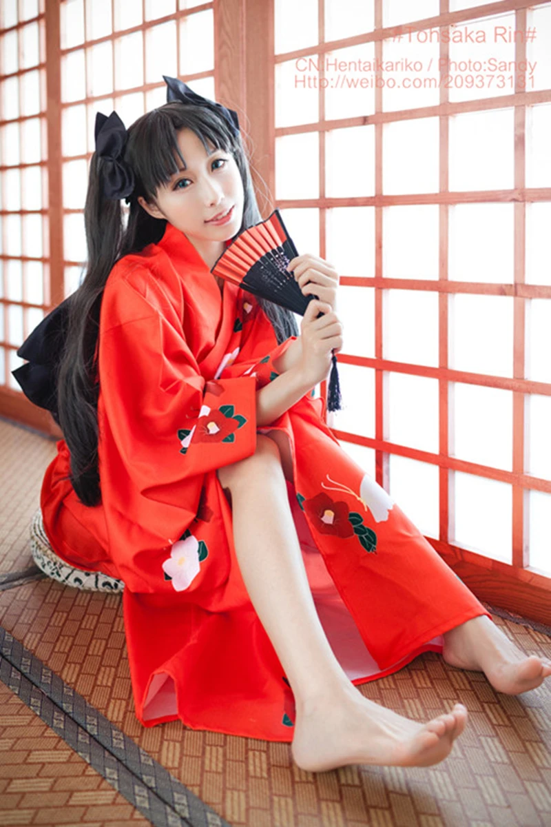 Аниме FGO Fate Grand Order Tohsaka Rin с новым годом цветочное кимоно юката платье униформа