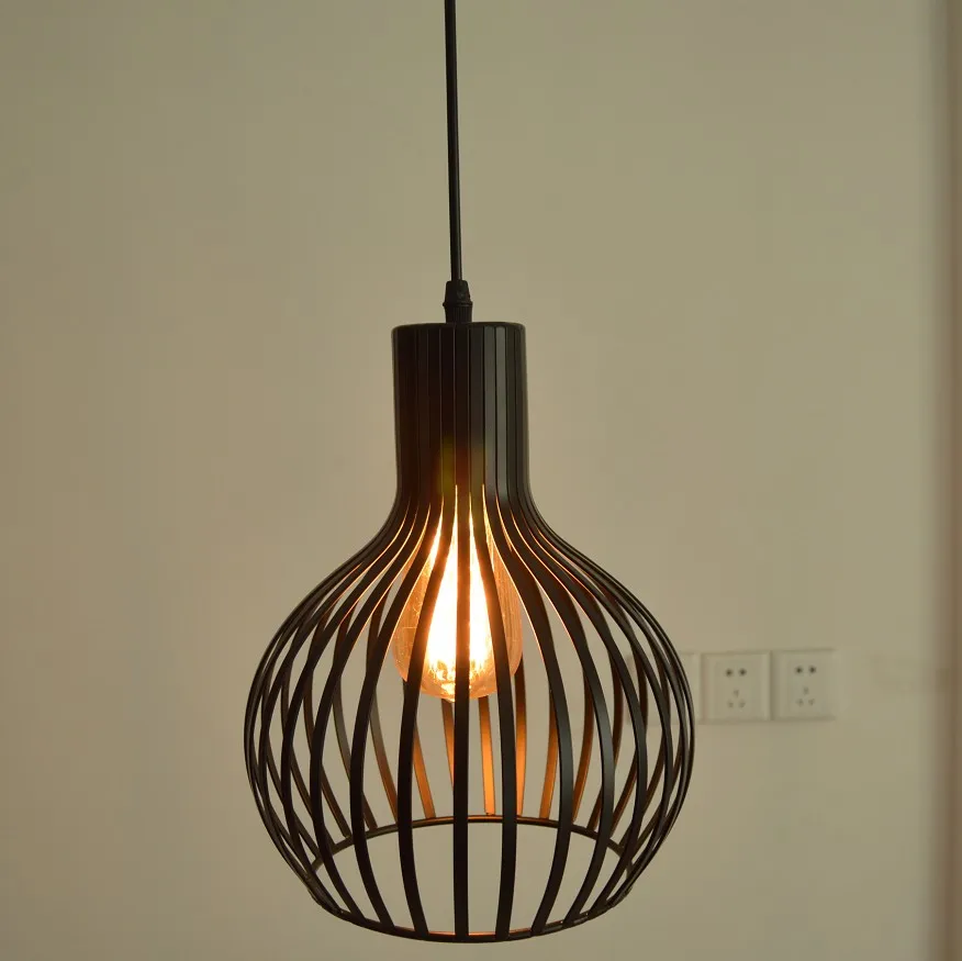 Black White Color Wrought iron Lamp Birdcage Pendant Light Modern Dining Living Room Bird Cage Lantern Lamp Fixture