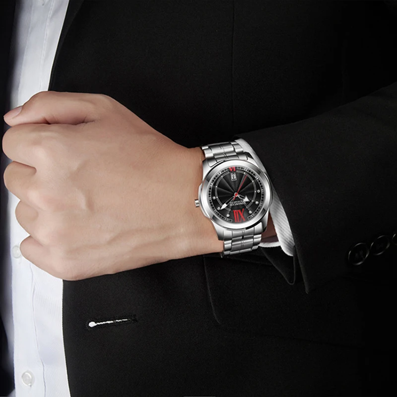 Часы мужские кварцевые с римскими цифрами из нержавеющей стали|Кварцевые часы| |
