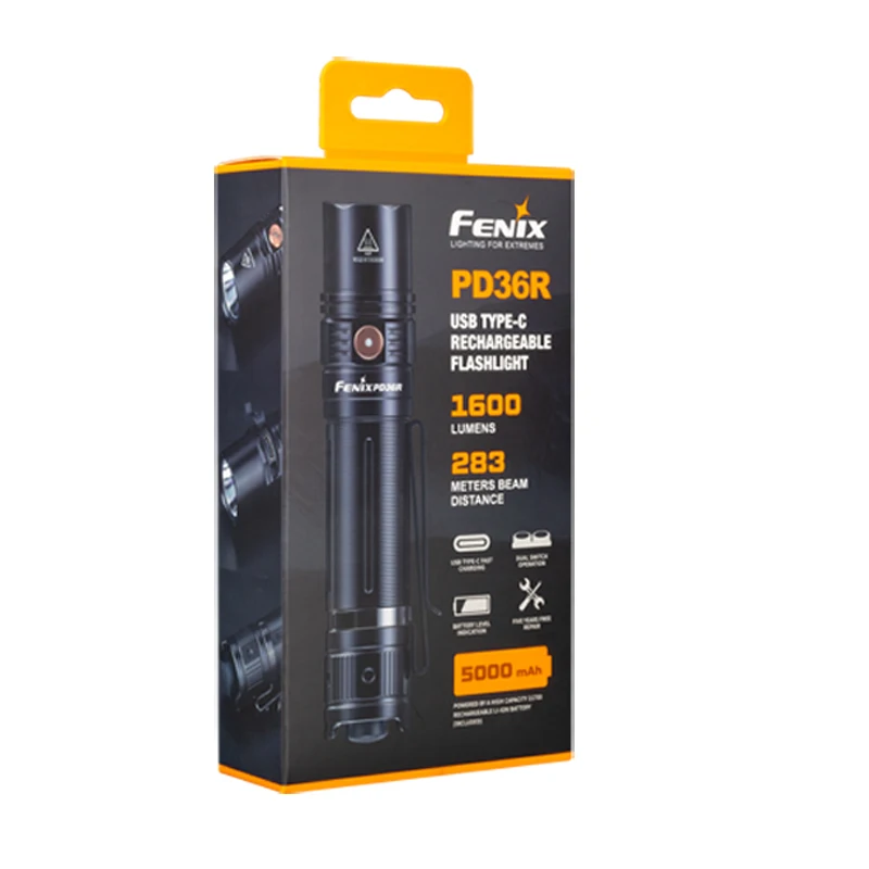 Новый тактический фонарик Fenix PD36R 1600 люмен ультракомпактный поисковый с