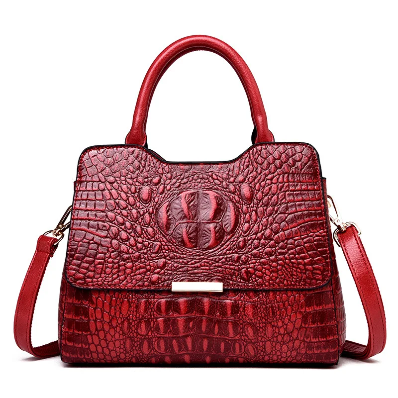 

Female New Arrival Vintage Crocodile Pattern Handbag Unique PU Leather Shoulder Sling Bag