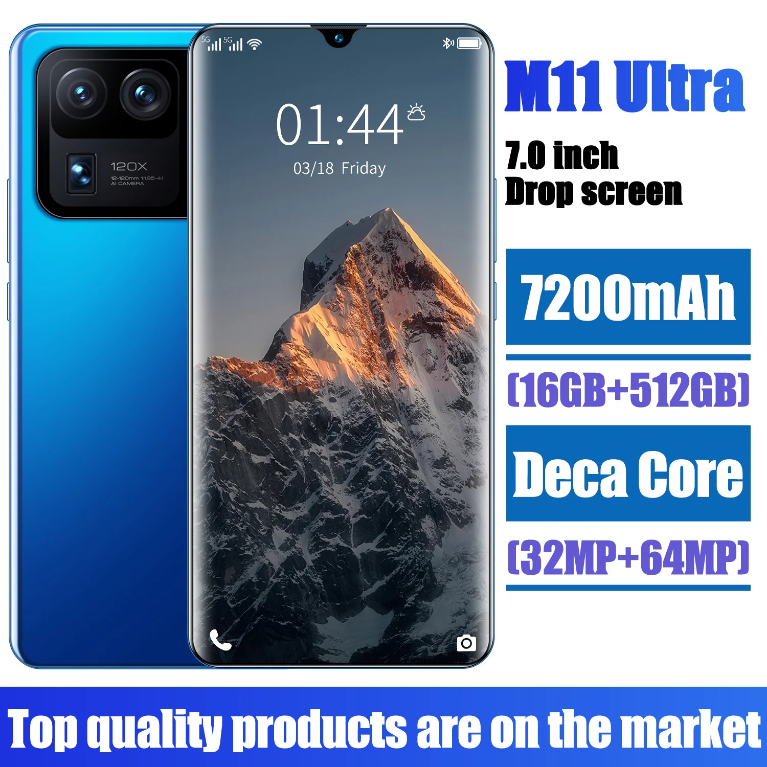 

Hot Sale Global Version M11 Ultra Smartphonr 16GB 512GB 7200mAh Snapdragon 888 Face ID Free Gift 32MP 64MP 7.0 Inch Drop Screen