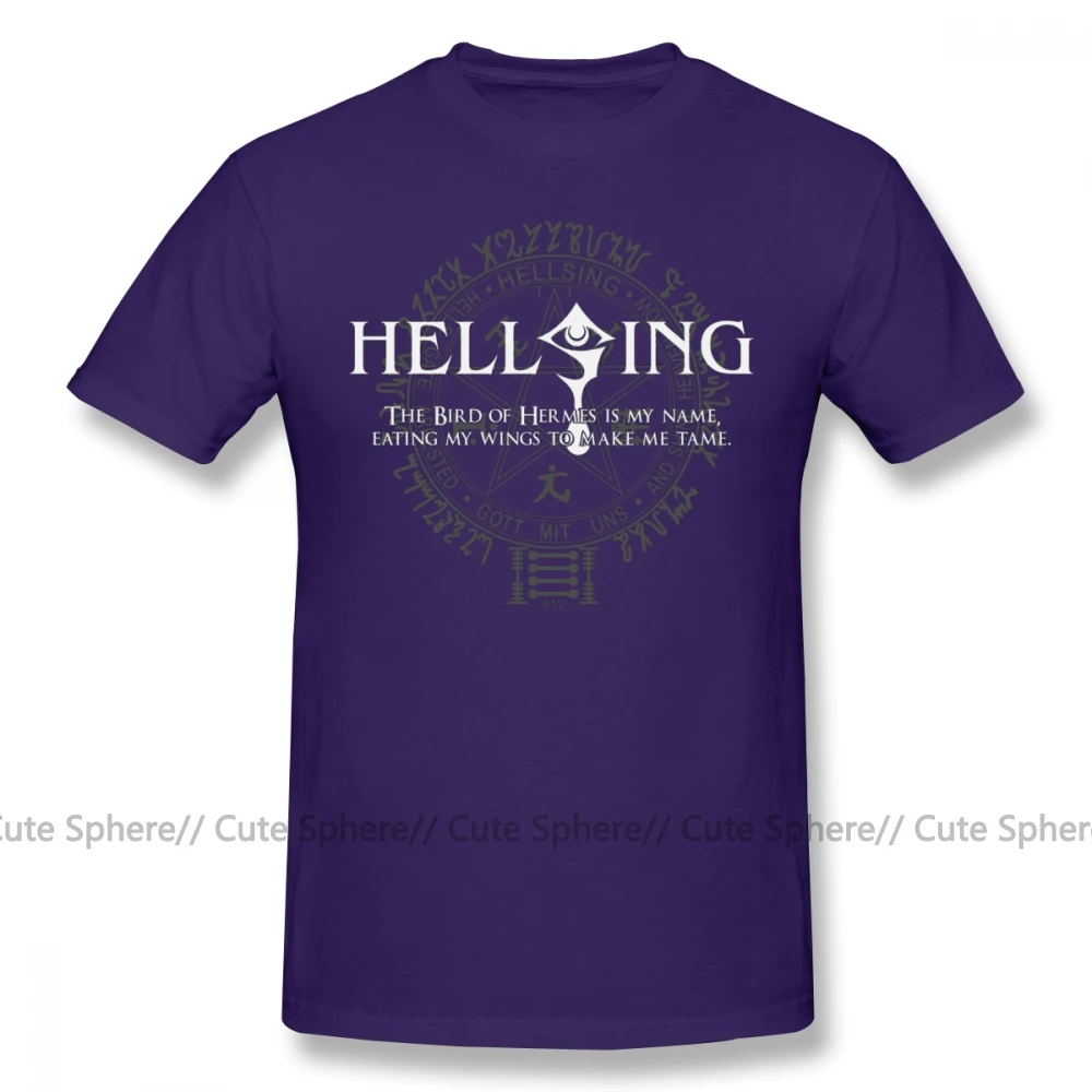 Hellsing футболка чехол для телефона больше 1 футболка с коротким рукавом мужская футболка большая 100 Хлопок Забавный принт летняя футболка - Цвет: Purple