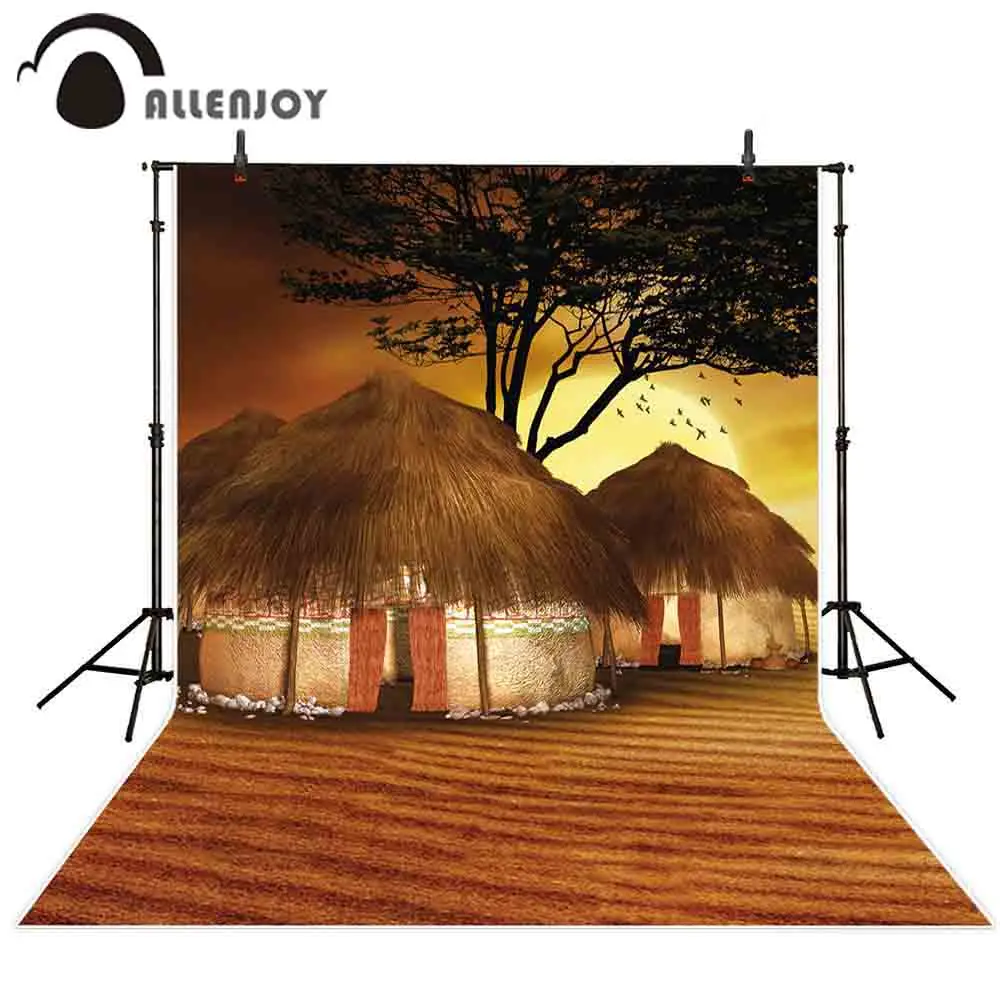 Allenjoy африканская деревня вид племенные хижины коттеджи фотография Фон Хэллоуин