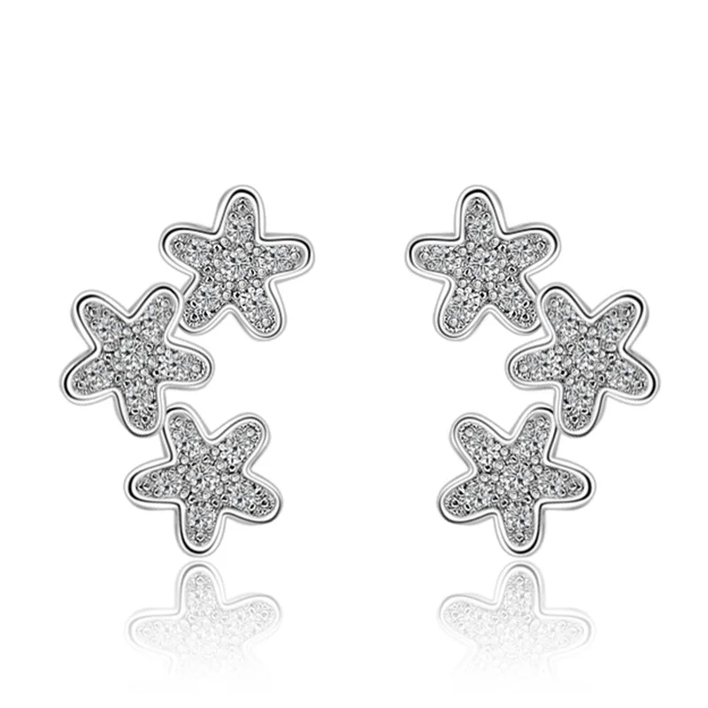 

Women Earring Silver Elegance Star Leaves Flowers AAA Zircon Stud Earring Gift Lady Girl Gift Fashion Jewelry