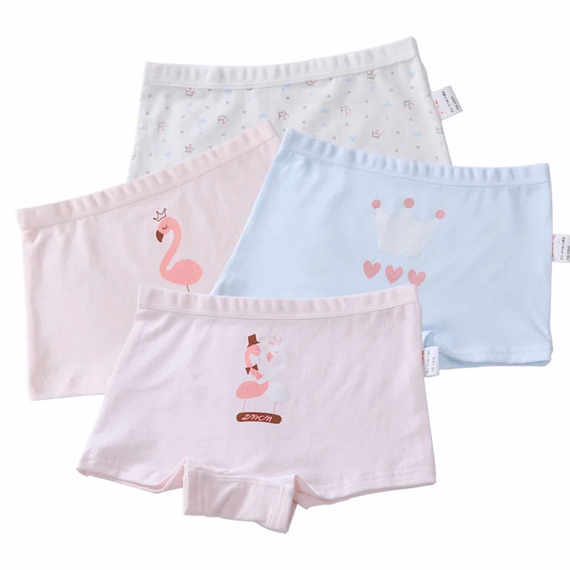 New 4pc/lot Girls Cartoon Underpants Young Girl Boxer Briefs Comfortable Cotton Panties Kids Underwear Baby Girls Clothes