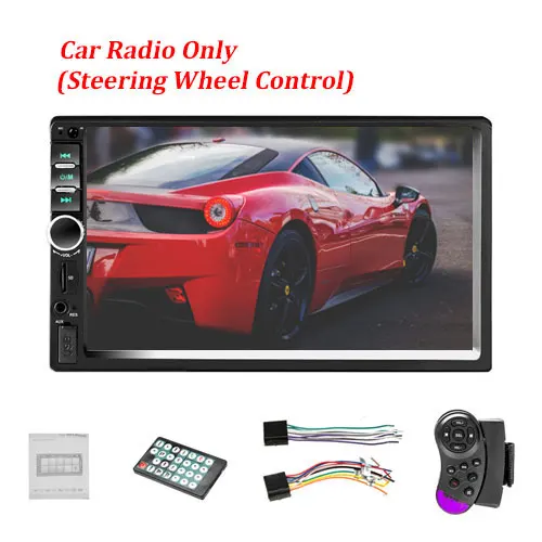Car Radio and SWC Podofo 2 Din автомагнитола Bluetooth 2din автомобильный мультимедийный плеер " HD сенсорный Автомагнитола MP5 USB аудио стерео с камерой заднего вида - Цвет: Car Radio and SWC