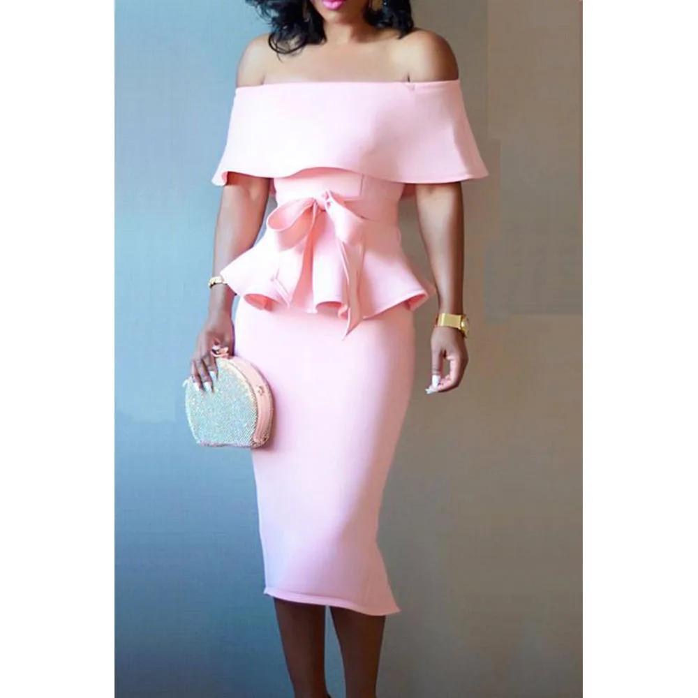 2019 сексуальная с открытыми плечами однотонная бантом оборками космическая вата